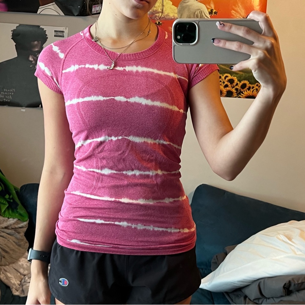 Pink Lululemon Swiftly Short Sleeve Shirt
